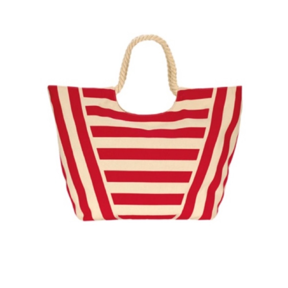 Red striped lancome tote